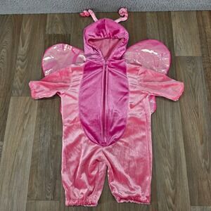 Vintage Miniwear Pink Butterfly Costume Jumpsuit Hooded Wings Baby 0/3 Months